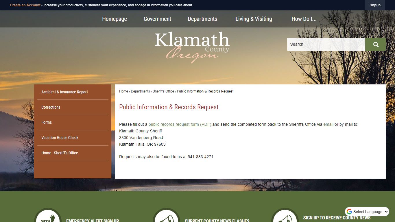 Public Information & Records Request - Klamath County