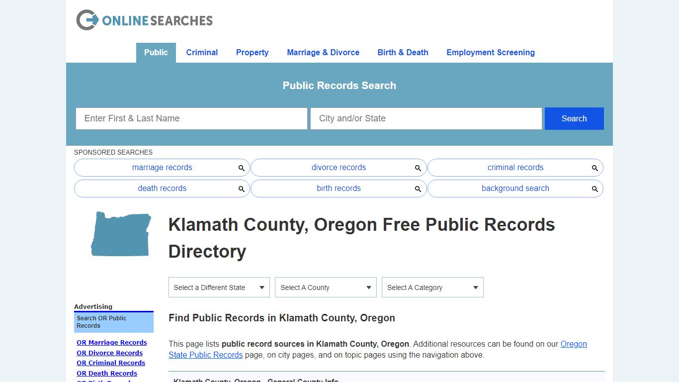 Klamath County, Oregon Public Records Directory