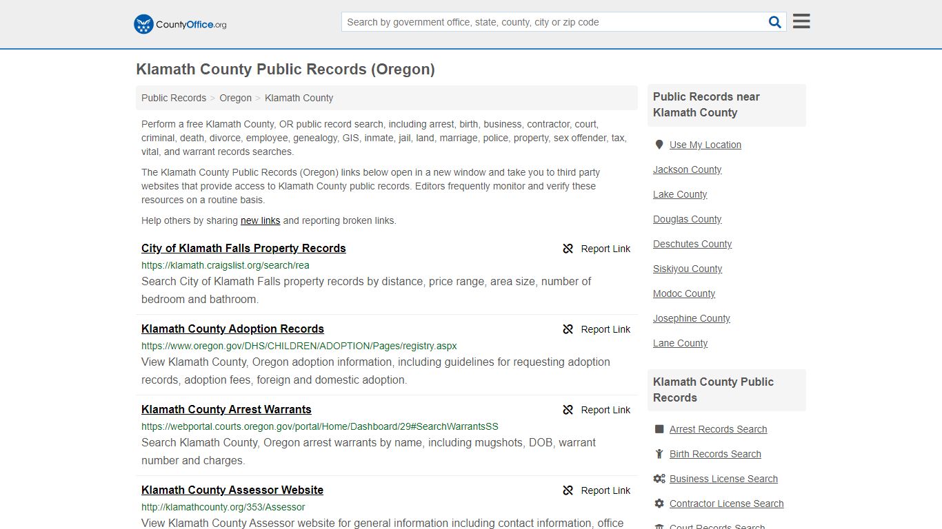 Public Records - Klamath County, OR (Business, Criminal ...