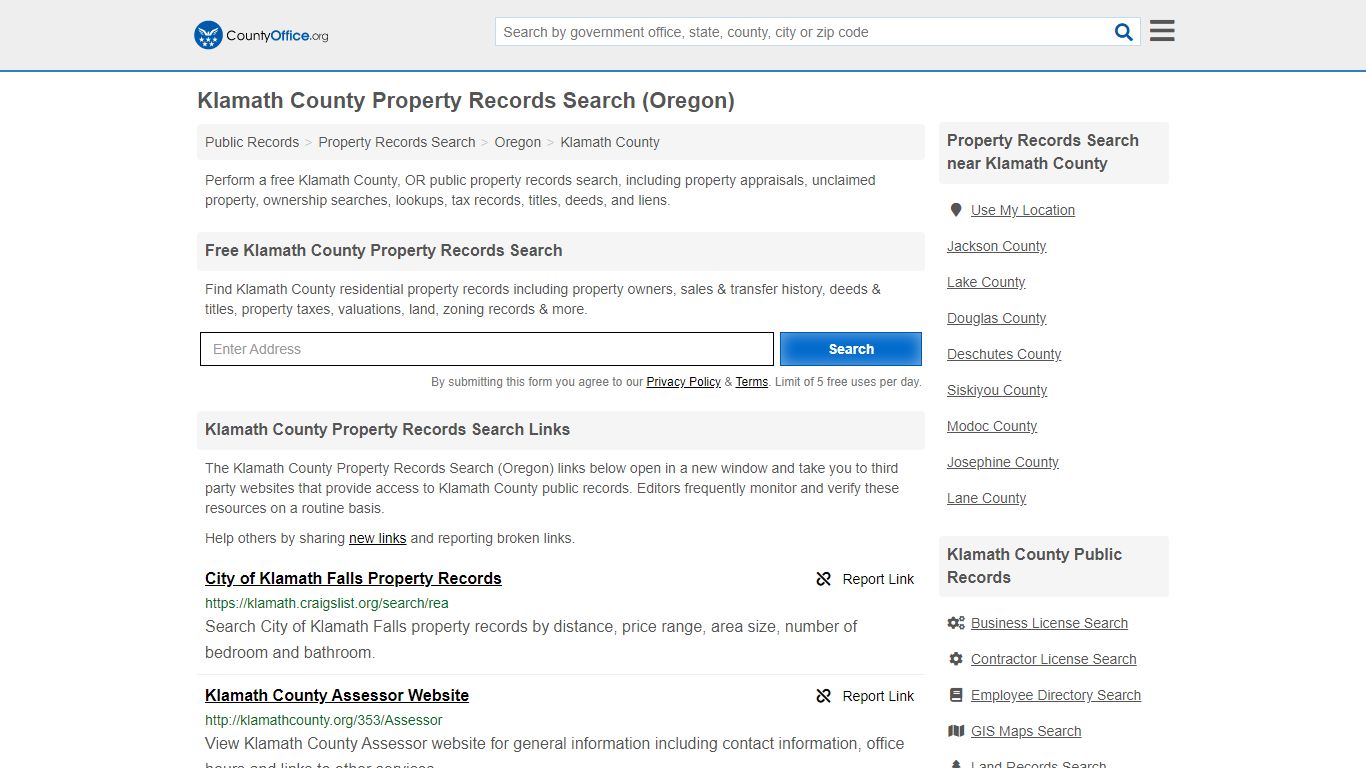 Klamath County Property Records Search ... - County Office